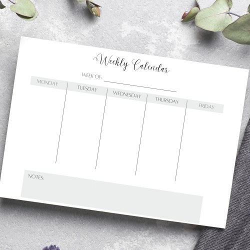 Free Monday through Friday Printable Calendar - Weekly and Monthly