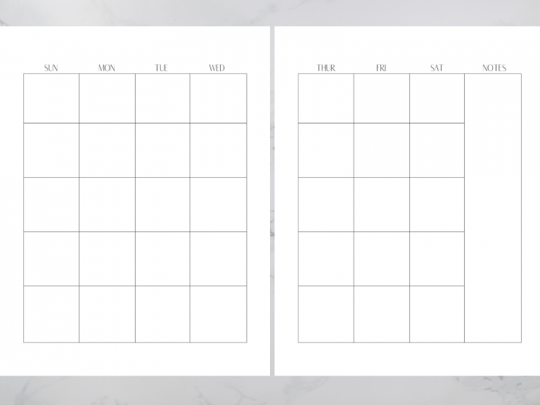 Two Page Monthly Calendar Printable (Free Planner Pages)