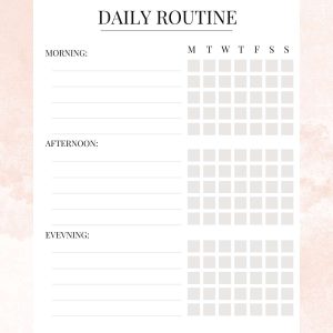 free daily routine chart for adults that can be edited
