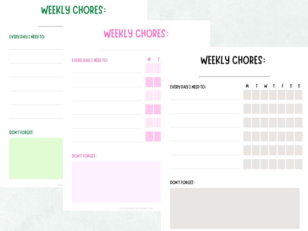 free customizable chore chart printables for kids