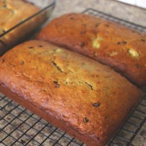 two loaves of chocolate chip banana bread