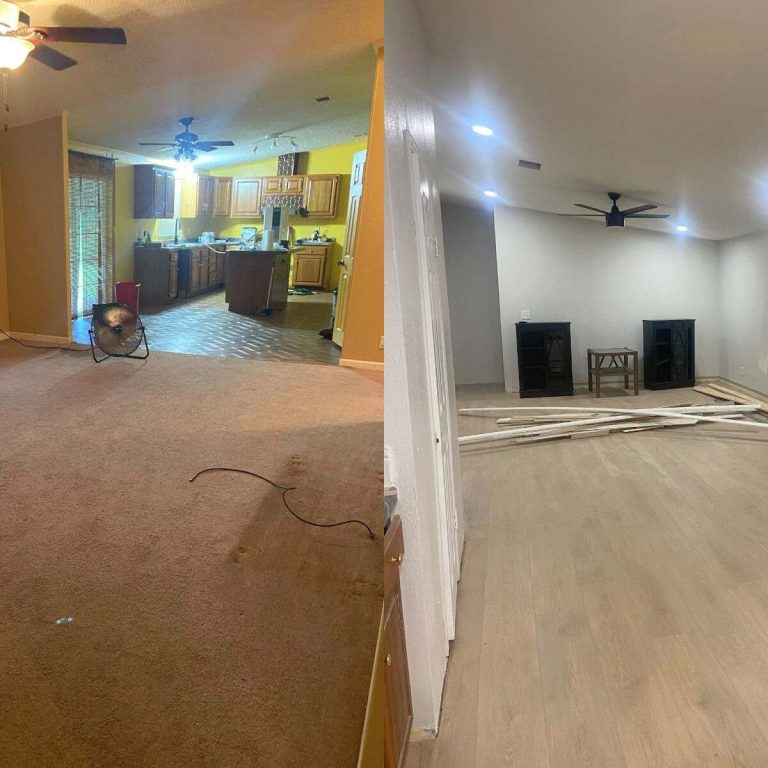 used mobile home remodel before and after of living room