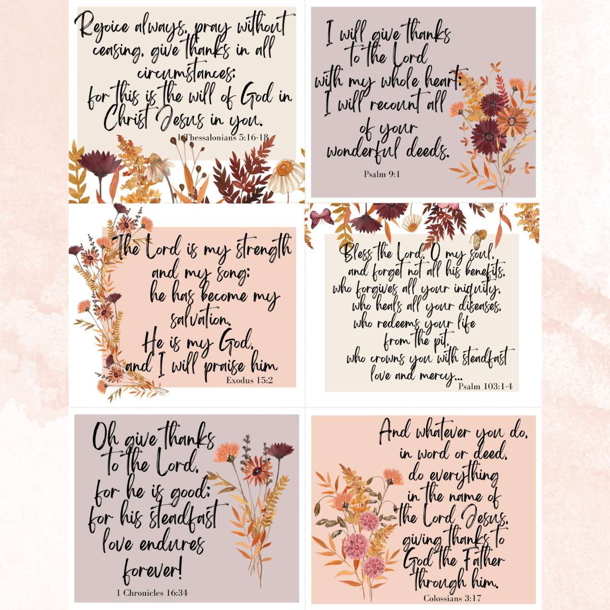 Free Printable Scripture Cards for Thanksgiving and Gratitude