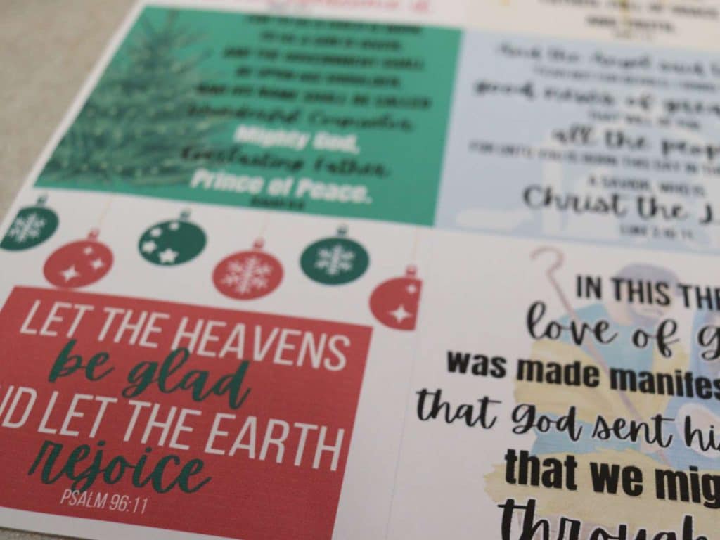 set of Christmas verse cards for kids