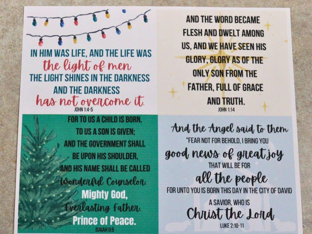 4 Christmas printable scripture cards