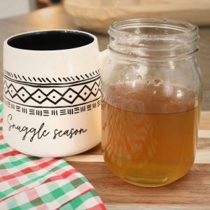 homemade peppermint syrup in mason jar