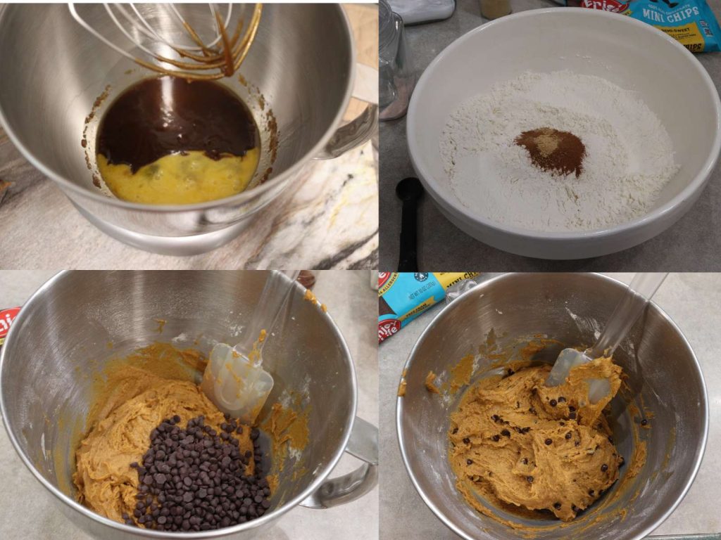 collage showing steps to make libbys pumpkin cookies