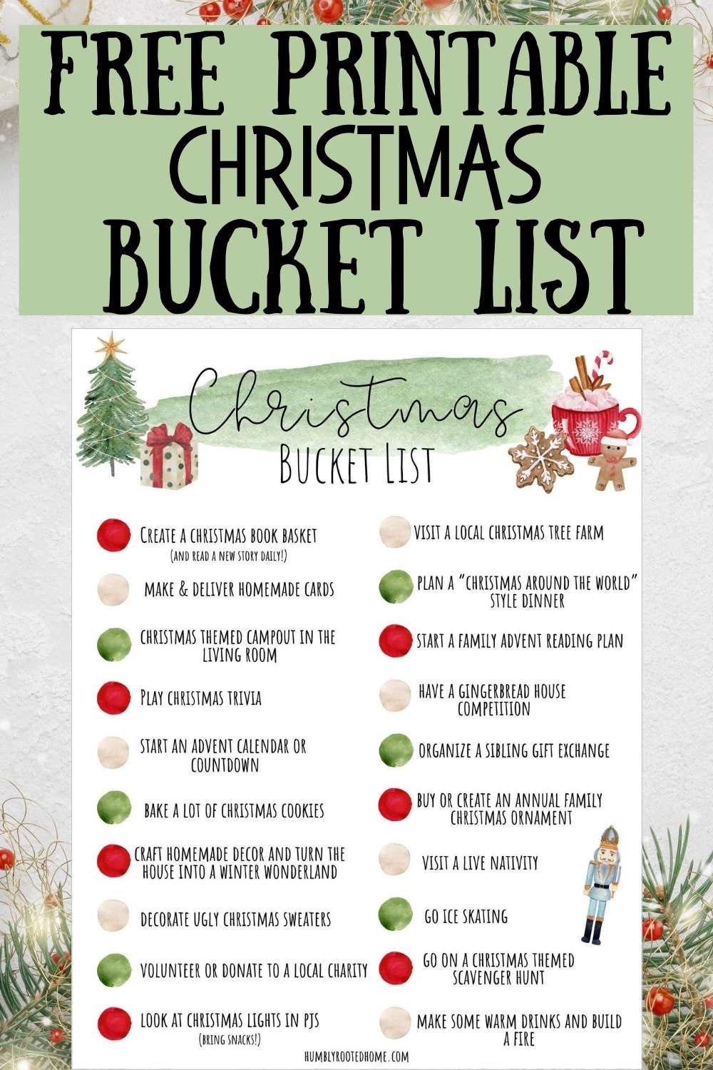 Printable Christmas Bucket List for Family Fun - Humbly Rooted Home