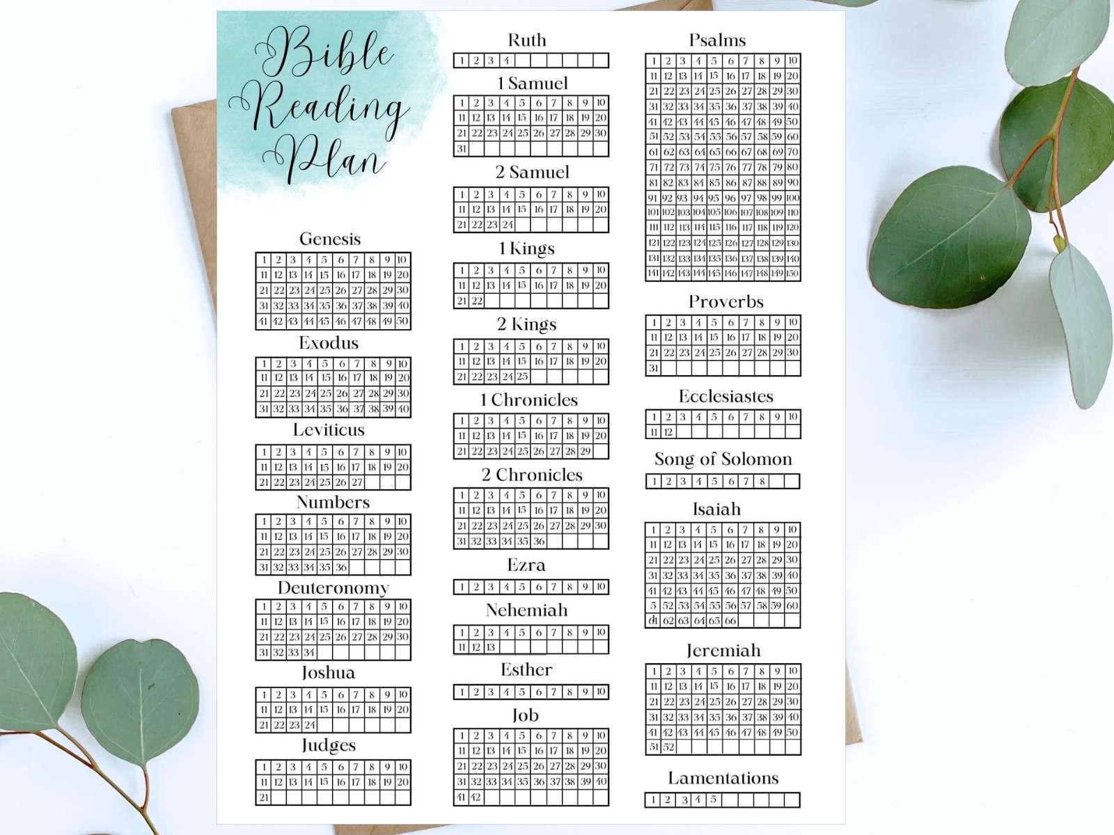 Free Printable Daily Bible Reading Checklist