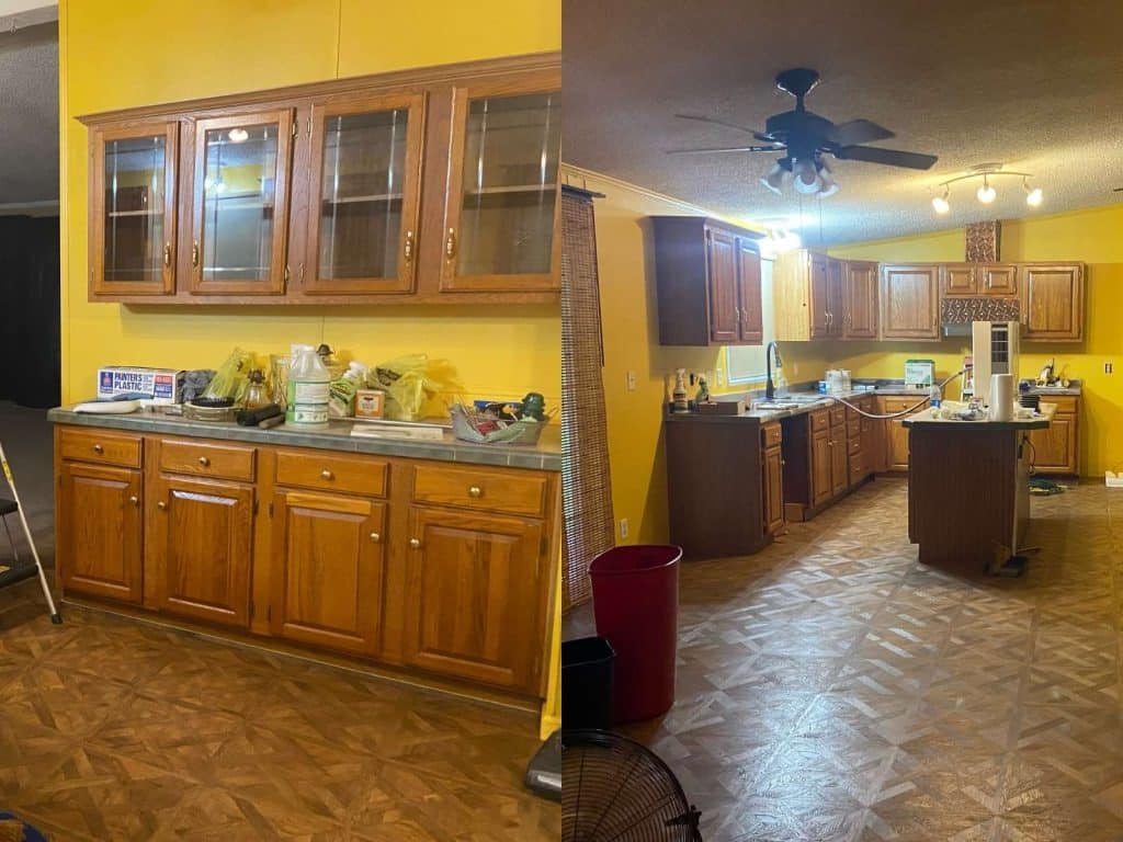 old mobile home kitchen collage