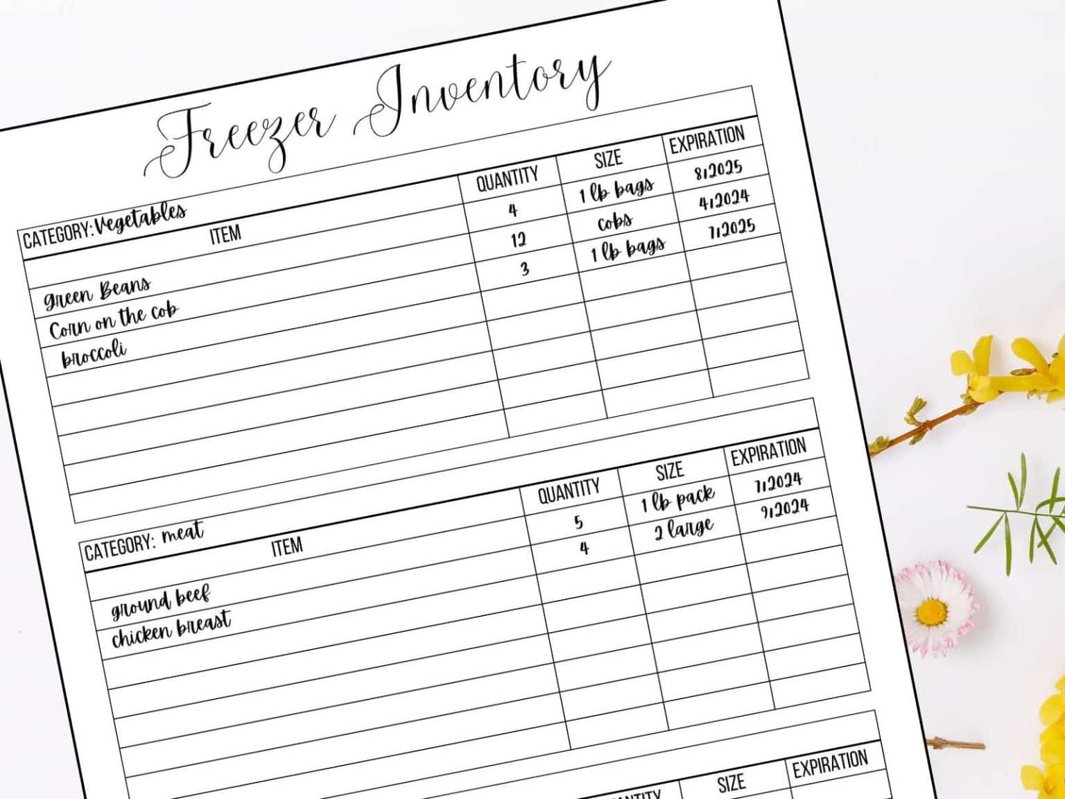 4 Free Printable Freezer Inventory Pages You'll Love