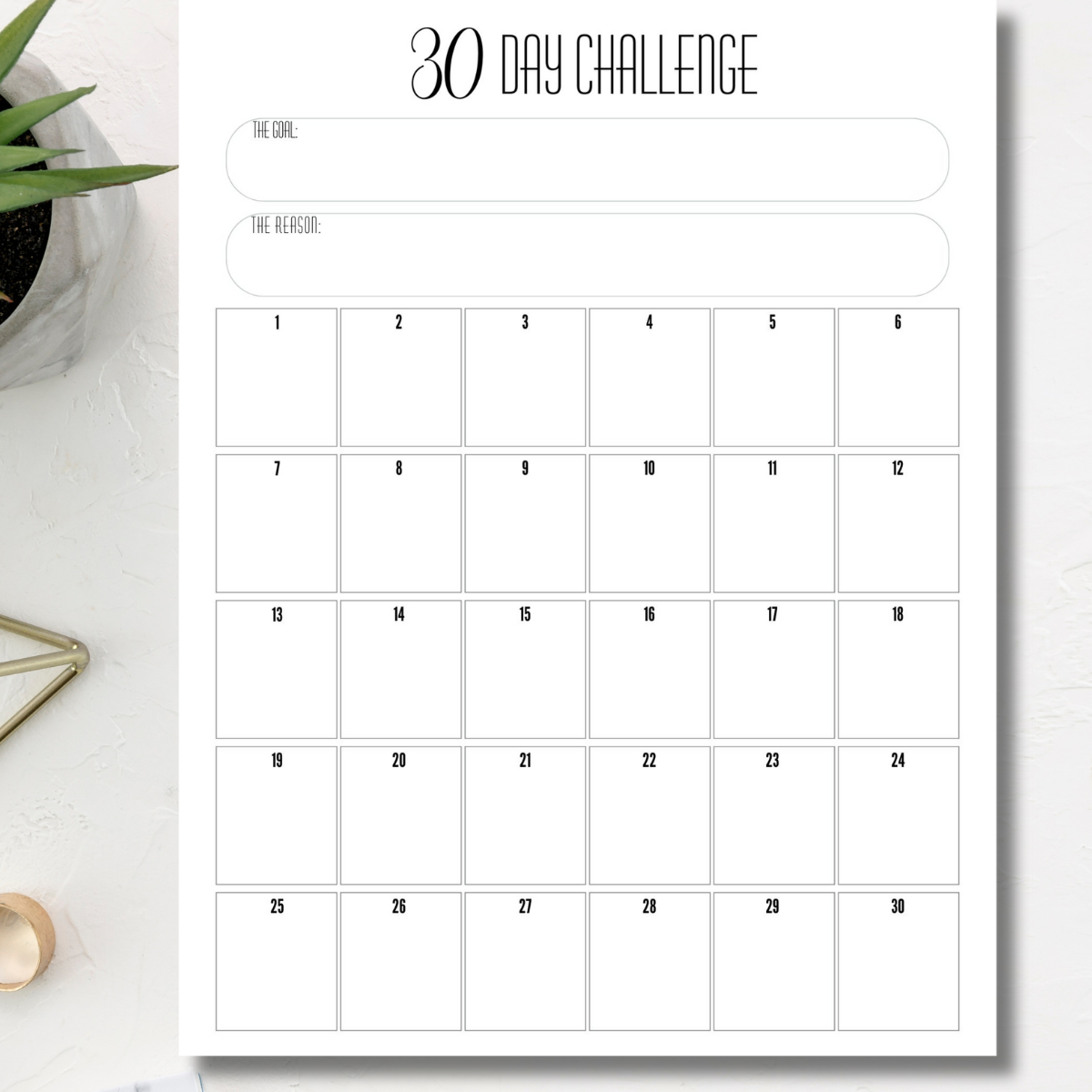 Free Printable 30-Day Challenge Tracker