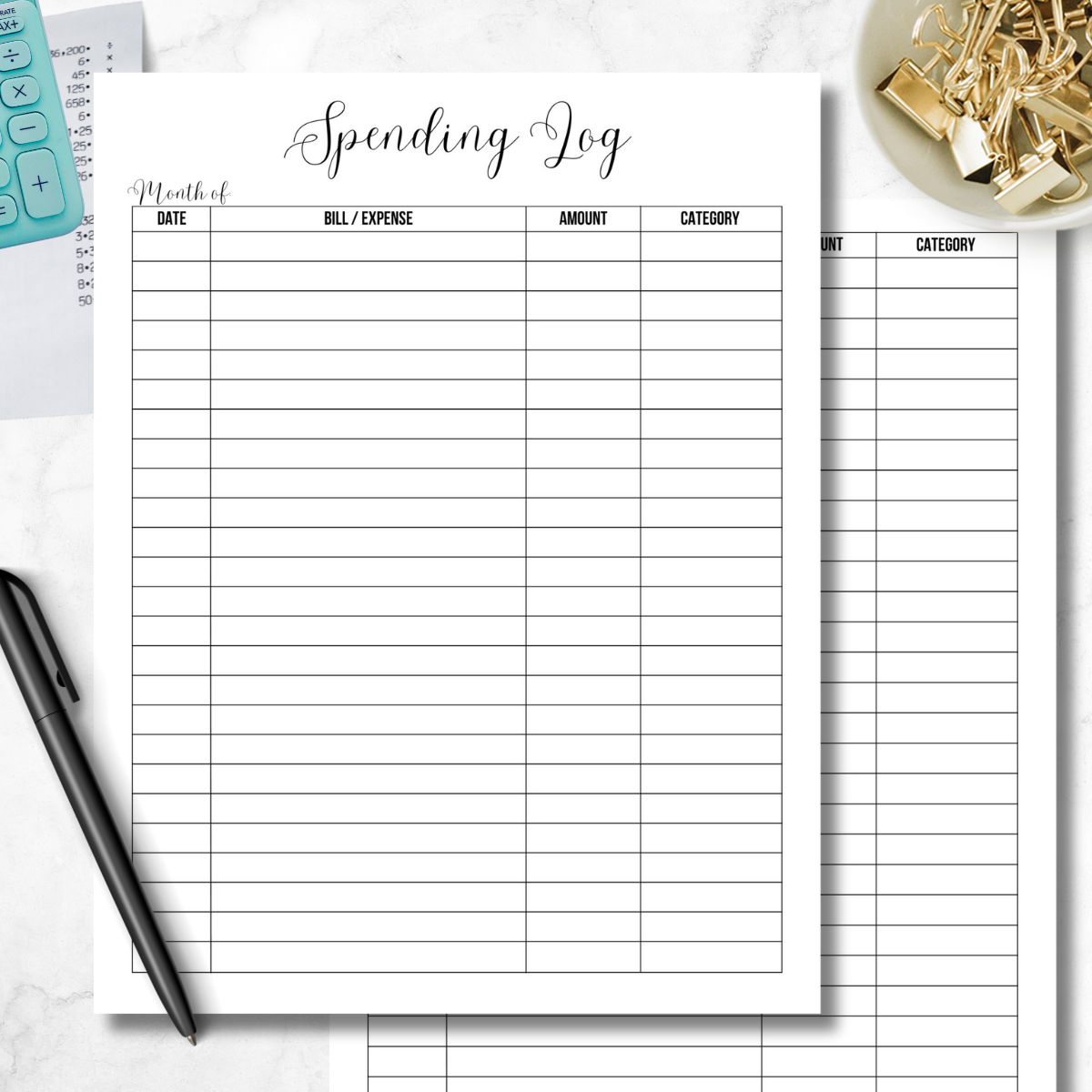 Free Budget Printables – Monthly Spending Log