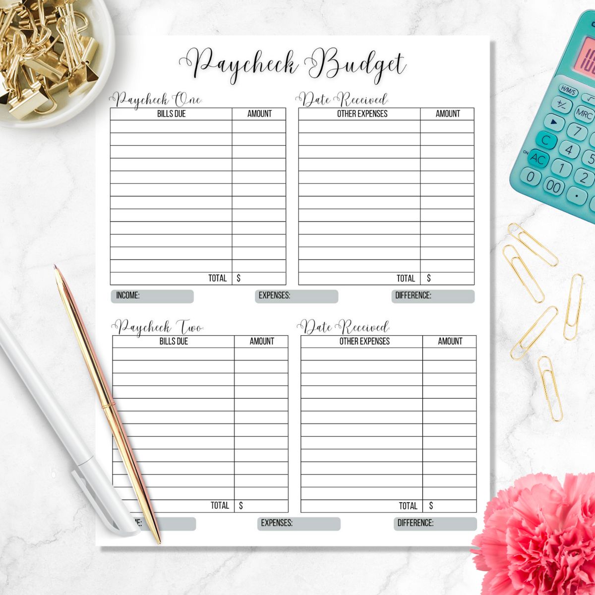 Free Budget Printable for Bi-Weekly Paychecks