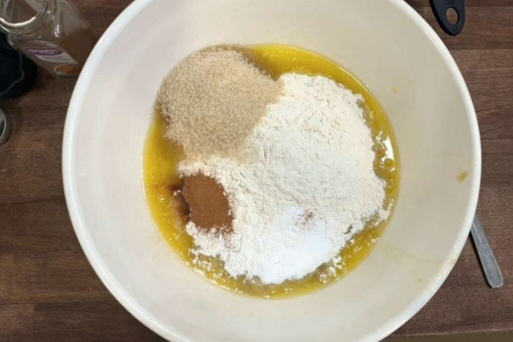 ingredients in a large white ceramic mixing bowl