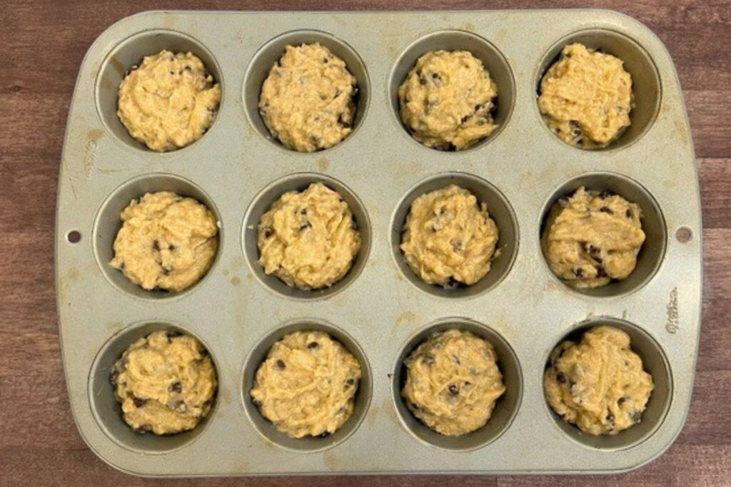 muffin batter with chocolate chips