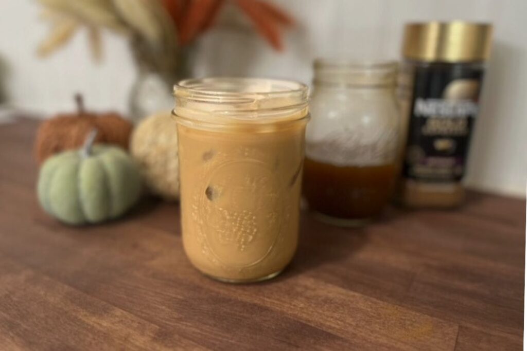 PUMPKIN SPICE LATTE IN MASON JAR