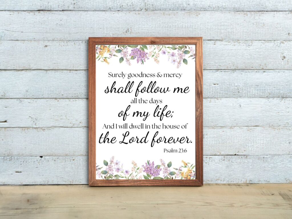 printable bible verse art in a wooden frame