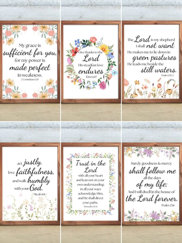 printable bible verse artwork in wooden frames