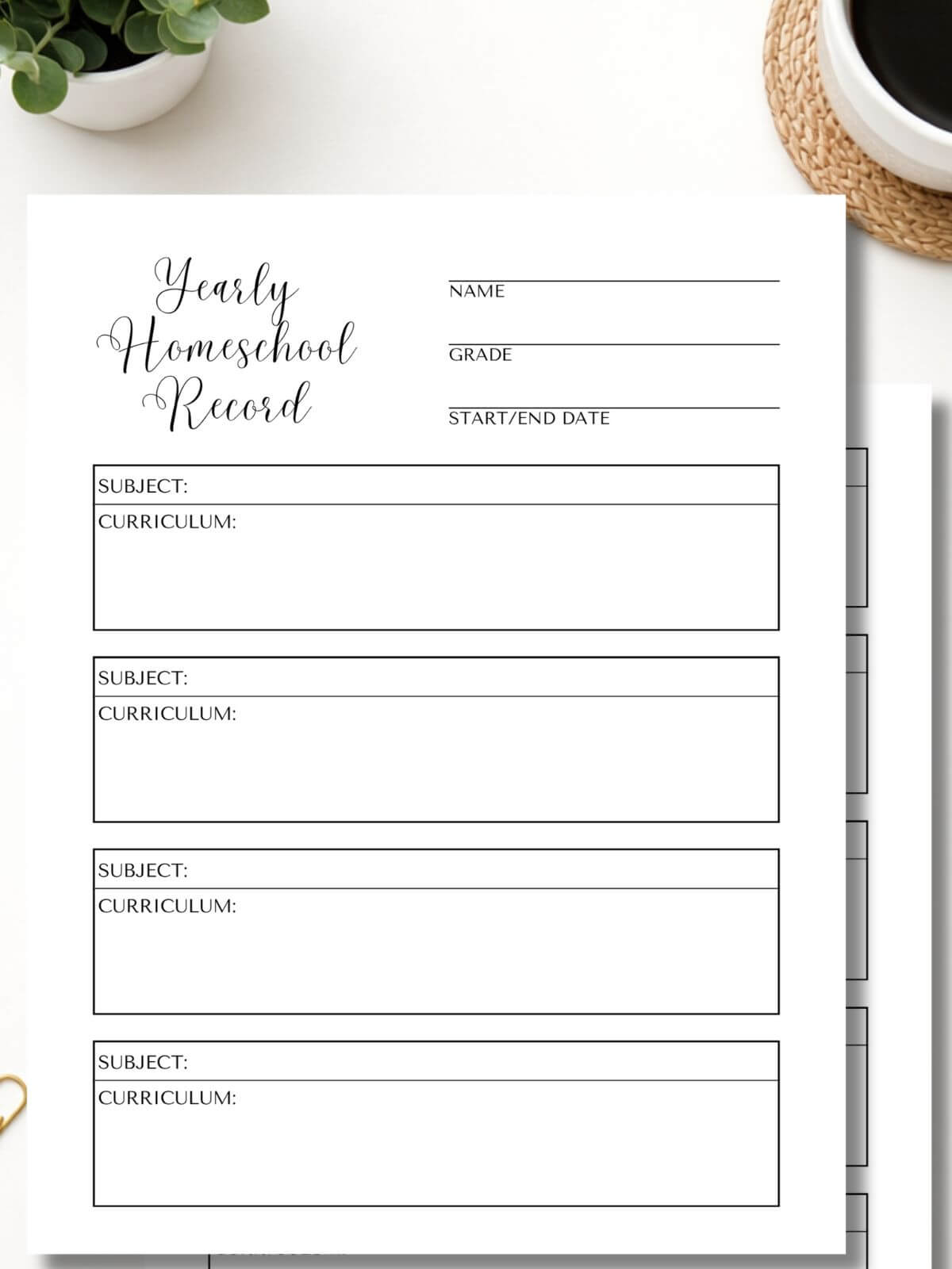 Free Homeschool Record Keeping Printable