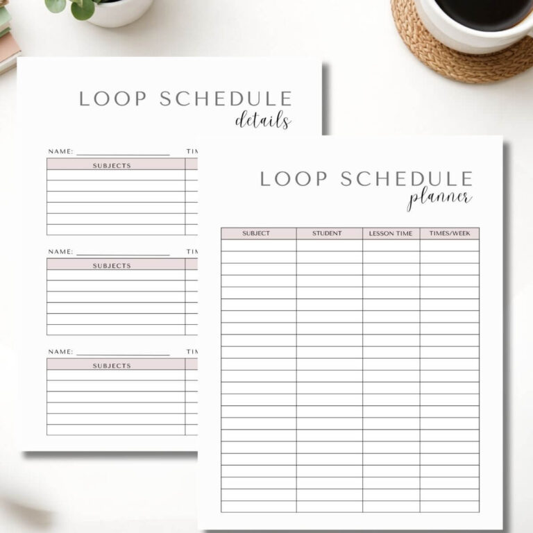homeschool planner pages sitting on white desk